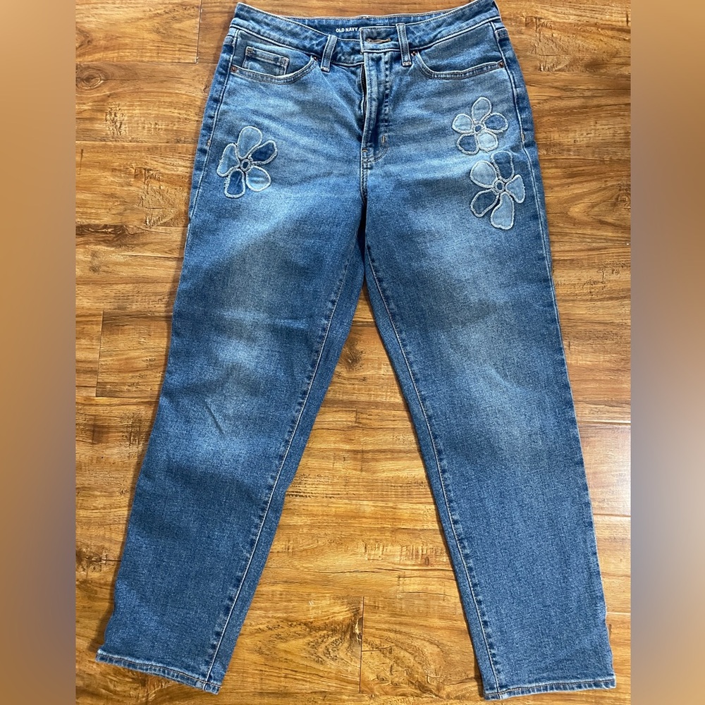 Floral Embroidered Blue Jeans